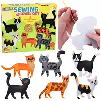 LEAN TOYS Kūrybinis siuvimo rinkinys „Felt Cats Plushies“ 6 vnt.