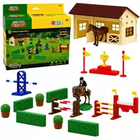 LEAN TOYS Set Farm Horse Stud Obstacle Course Stable Horses Figures 26 pcs.