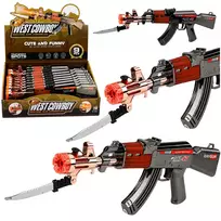 LEAN TOYS AK47 šautuvas su dūmų efektu, šviesomis ir garsais, veikiantis su baterijomis