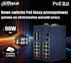 Dahua CHS4110-8ET-110 Industrial Unmanaged PoE++ Switch, 8 PoE Ports + 2 Gigabit Uplink, 110W, DIN Rail