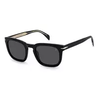 DAVID BECKHAM DB-7076-S-807 Vyrų Akiniai nuo Saulės - Juodas Acetato Rėmas, Pilki Polikarbonato Lęšiai, UV400 Apsauga, 50 mm Lęšio Plotis