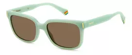 POLAROID PLD6191S1ED Unisex stačiakampiai akiniai nuo saulės - juodas rėmelis, pilki poliarizuoti lęšiai 54mm