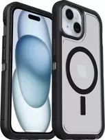 OtterBox Defender Series XT Clear Back Cover with Magnets MagSafe Compatible for Apple iPhone 13 14 15 16e - Dark Side (Clear/Black) 77-98196