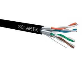 Solarix SXKD-6A-STP-PE Cat6A F/UTP Solid Copper Outdoor Installation Cable, PE, Black, 500m Reel