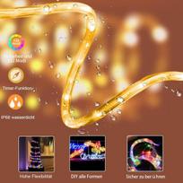 15 m led vamzdinės girliandos lauko maitinimo spalvingos lauko girliandos šviesos vamzdis 132 režimai ip68 atsparus vandeniui šviesos vamzdis lauko su rgb nuotolinio valdymo pulteliu vidaus kambario terasos sodo balkono dekoravimui