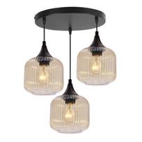 Pakabinamas šviestuvas Candellux Estas 3xE27 gintaro stiklo gaubtai