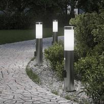 Apšvietimo stulpeliai su jutikliu ir lizdu 3 vnt 50 cm nerūdijantis plienas IP44