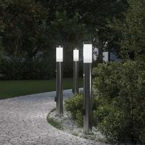 Apšvietimo stulpeliai su jutikliu ir lizdu 3 vnt 80 cm nerūdijantis plienas IP44