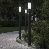 Apšvietimo stulpeliai su jutikliu ir lizdu 3 vnt 110 cm nerūdijantis plienas IP44