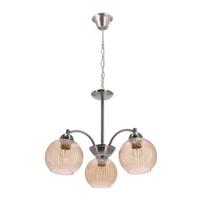 Pakabinamas šviestuvas Candellux Medina sidabrinis 3xE27 60W gintaro spalvos rifruoto stiklo gaubtai