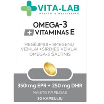 Omega-3 + Vitaminas E ELEVITA VITA-LAB, 30 tablečių