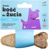 AZANKI Kaulas su lašiša lašišos odoje su čiobreliais ir baziliku žuvies formoje - skanėstas šunims - 12 cm