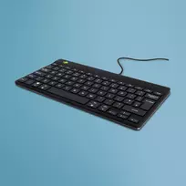 Ergonominė klaviatūra R-Go Tools Compact Break, kompaktiška su pertraukų programėle, QWERTY (JK), laidas, juoda