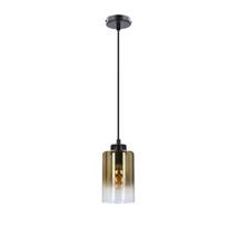 Pakabinamas šviestuvas Candellux Aspra juodas 1x60W E27 su gintaro spalvos stiklo gaubtu