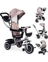 Triratukas-vežimėlis 2-in-1 ECOTOYS, pasukama sėdynė, sulankstomas stogelis, smėlio spalvos