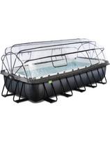 EXIT Black Leather baseinas 540x250x100 cm su smėlio filtro siurbliu ir kupolu – juodas