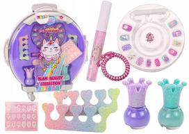 Kosmetikos rinkinys lagamine nagams ir makiažui violetinis 9 dalių