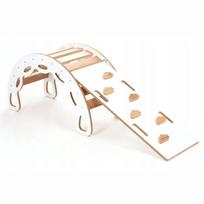 Kids Helper Montessori supynės su čiuožykla ir laipiojimo sienele BM-310, baltos/ąžuolo spalvos