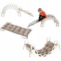 Montessori supynės 4 viename baltos spalvos + laipiojimo sienelė + pilka pagalvėlė Kids Helper