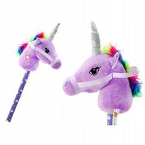 Interaktyvi pliušinė vienaragio galva ant lazdos Hobby Horse rožinė