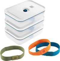 Zwilling Vakuuminės priešpiečių dėžutės Zwilling Fresh & Save jūros spalvos su juostelėmis, 3 vnt.