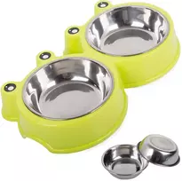 Dvigubas maisto ir vandens dubenėlių rinkinys šunims ir katėms 0,3l x 2