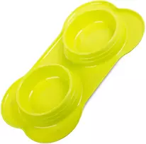 Dvigubas šunų ir kačių dubenėlių rinkinys su pagrindu 0,4 l x 2