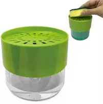 Indų ploviklio dozatorius su kempinėle, 500ml, žalias