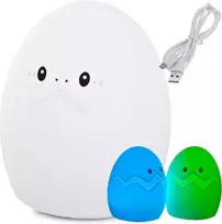 Vaikiška naktinė lempa LED kiaušinis RGB su USB