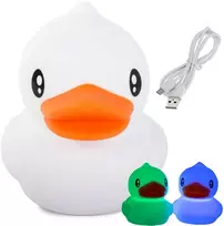 Vaikiška LED naktinė lempa antis su RGB ir USB įkrovimu