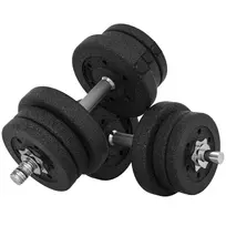 HOMCOM Hantelių rinkinys 25KG Hantelių rinkinys su svoriais namams, biurui, sporto salei Plienas, dirbtinė oda Juoda Jėgos treniruotės