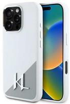 Karl Lagerfeld Silikoninis šešėlinis metalinis pradinis MagSafe Apple iPhone 16 Pro dėklas - Baltas