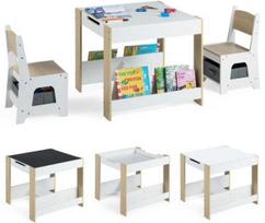 Promotions Vaikiškas stalas ir kėdžių rinkinys, 61x61x56 cm, pilka ir balta