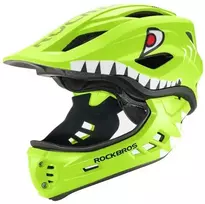 Vaikų dviračio šalmas Rockbros TT-32003 Shark su nuimamu smakru, dydis S (48-52) - žalias