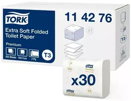 Tualetinis popierius Tork Extra Soft Folded T3, 114276, 2 sluoksniai, 252 lapeliai, baltos spalvos, 1vnt