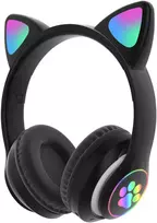 Ausinės vaikams BLUETOOTH LED / KOCIE USZY, Juodas / JUODA