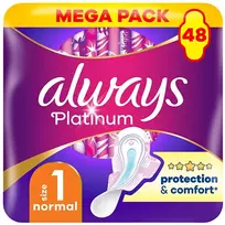 Always Platinum Normal Size 1 Higieniniai Paketai su Sparneliais, 48 vnt.