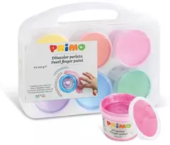 Dažai piešimui pirštais PRIMO, 6 perlamutrinių spalvų x 100 g