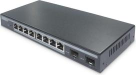 Digitus 8-Port Gigabit PoE Networkswitch, Desktop, L2 managed, 2 Uplinkports, SFP, 86 W, af/at