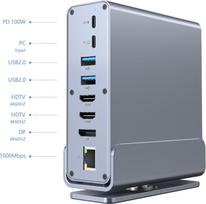 Gembird A-CF-COMBO15-01 USB Type-CF 15-in-1 multi-port adapter (USB hub AF-ports v.2x2 + v.3x3, Type-CF + HDMIx2 + DisplayPort + PD + card reader + GigaLAN + 3.5 mm audio), grey