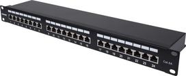 Intellinet Patch Panel, Cat6a, FTP, 24-Port, 1U, Shielded, 90° Top-Entry Punch Down Blocks, Black