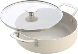 Kitchenaid - Coloured Aluminum Covered Skillet with 2 Sidehandles - Almond Cream - 28 cm