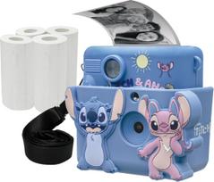 Lexibook - StarCAM® Print, camera pack with instant printer, 4 paper rolls, neck strap, 3D DISNEY Stitch silicon pouch and custom kit (DJ130DZ)