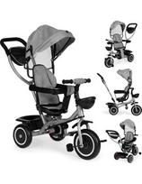 Triratukas-vežimėlis 2-in-1 ECOTOYS, sukioji sėdynė, sudedamas stogelis, pilkas