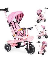 Triratis vežimėlis 2-in-1 su pasukama sėdyne ir sulankstomu stogeliu, rožinis - ECOTOYS