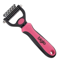 Blovi Small Undercoat Rake Pink – dvipusės trimingavimo šukos šunims ir katėms, rožinės, mažos