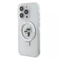 Karl Lagerfeld Ring Stand Karl and Choupette MagSafe Case for iPhone 15 Pro, White