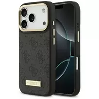 GUESS 4G Logo Plate MagSafe Case for iPhone 17 Pro, Black