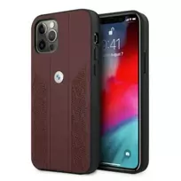 BMW BMHCP12MRSPPR iPhone 12|12 Pro 6.1" red leather curve hard case, perforated