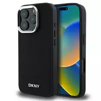 DKNY DKHMP16LPSCMCLK iPhone 16 Pro 6.3" black hardcase with Plain Silver Logo and MagSafe